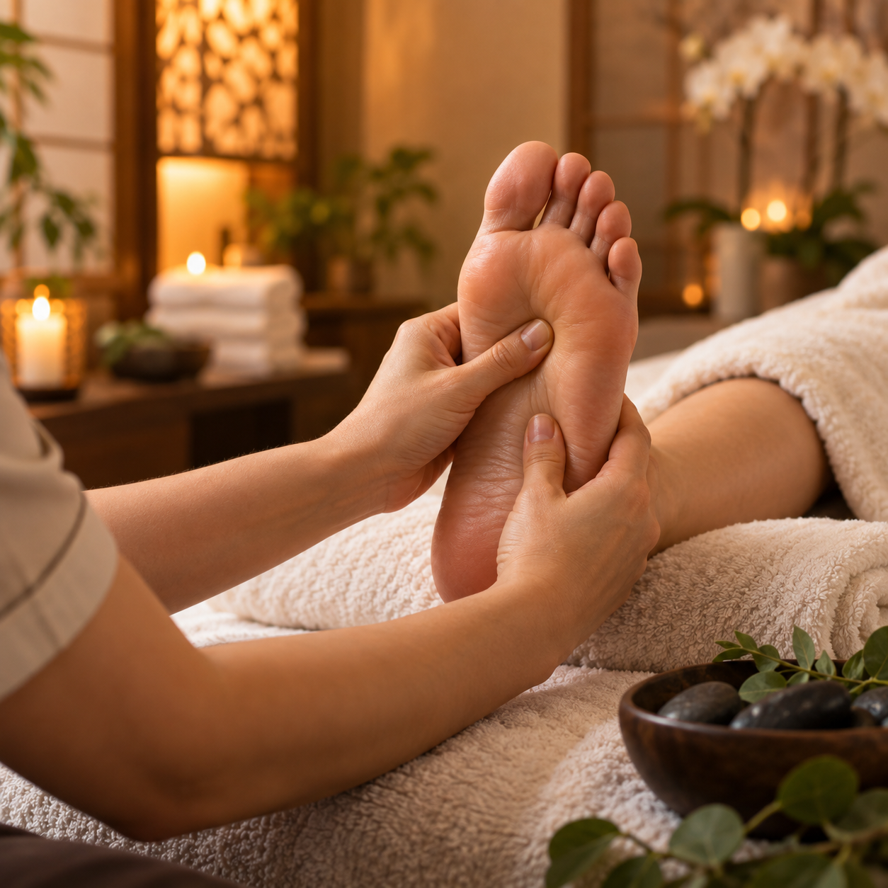 Foot reflexology session at Sunny Foot Spa in Mississauga